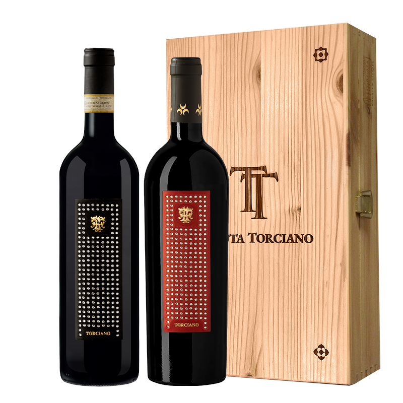 Brunello di Montalcino and  Bolgheri Red, including wood box