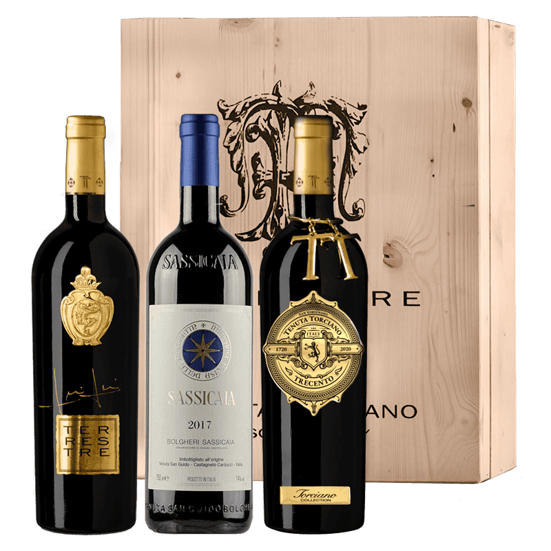 "The Big Three" Sassicaia 2019, Trecento 2014, Terrestre 2017