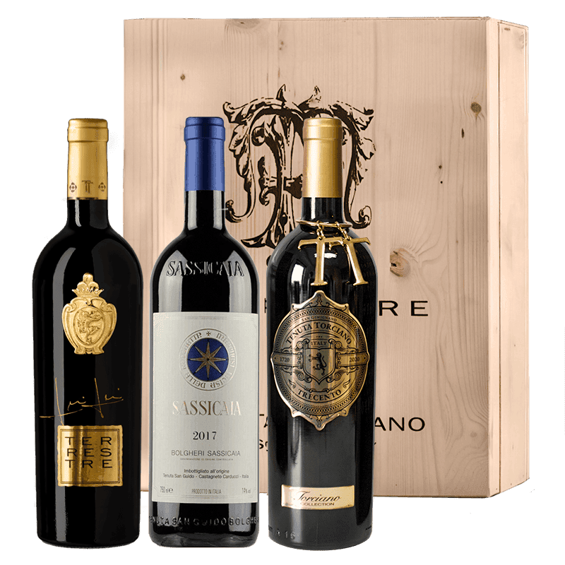 "The Big Three" Sassicaia 2019, Trecento 2014, Terrestre 2017