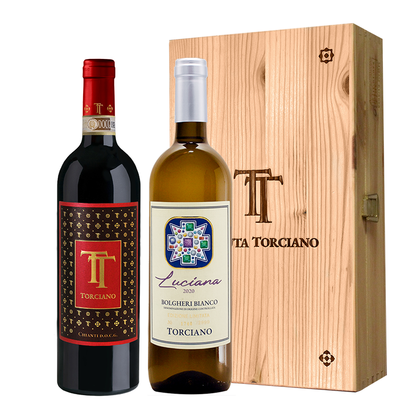 Italian Wine Gift Case - Bolgheri & Chianti included Wood Box