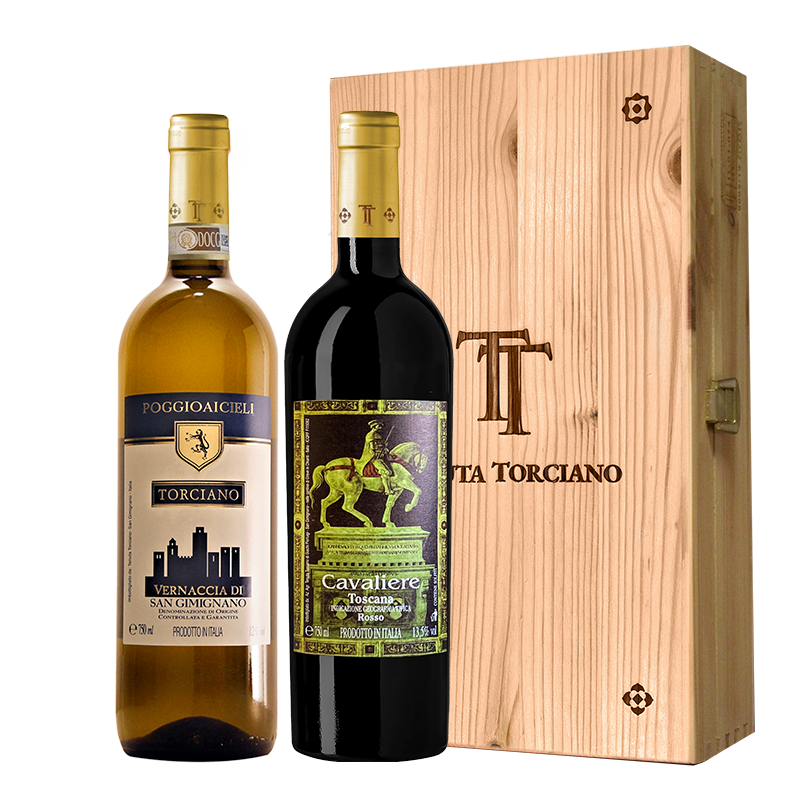 Cavaliere & Vernaccia Wine Pack Including wood box