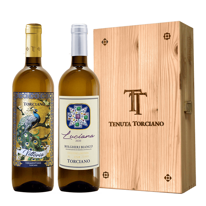 2021 - 2022 Torciano bottled Vermentino "Peacock", Bolgheri "Luciana", Tuscany - Wooden box included